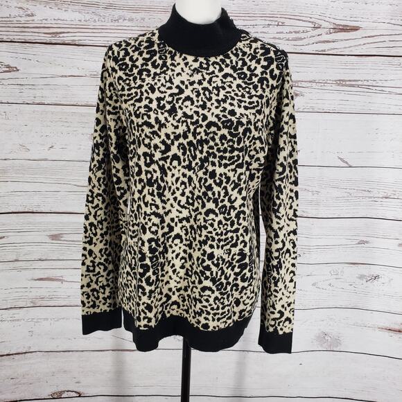 Calvin Klein Women's Animal Print Mock Neck Sweater Size Medium - Picture 2 of 10